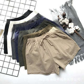 Women's High Waisted Cotton Linen Shorts