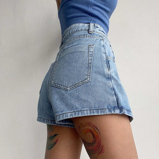 Women's High Waist A Line Denim Shorts