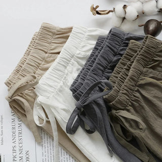 Women's High Waisted Cotton Linen Shorts