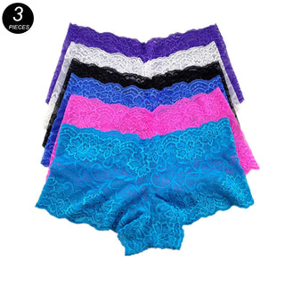 Women 3pcs Silk Shorts Transparent Panties