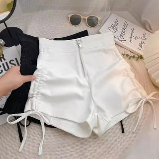 Women High Waist Slim Zipper Shorts