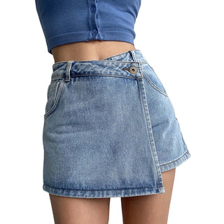 Women's High Waist A Line Denim Shorts