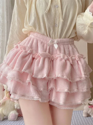 Women Bow Pleated Sweet Elegant  Shorts