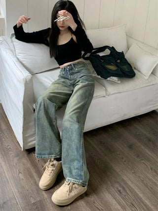 Slouchy Blue Baggy Wide Leg Streetwear Jeans