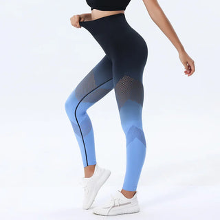 Women Hollow Out Seamless Gradient Leggings