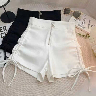 Women High Waist Slim Zipper Shorts